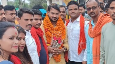 भारतीय जनता युवा मोर्चा के राष्ट्रीय महामंत्री का भिलाई में भव्य स्वागत,जिलाध्यक्ष अमित मिश्रा के नेतृत्व मे कार्यकर्ताओं ने किया